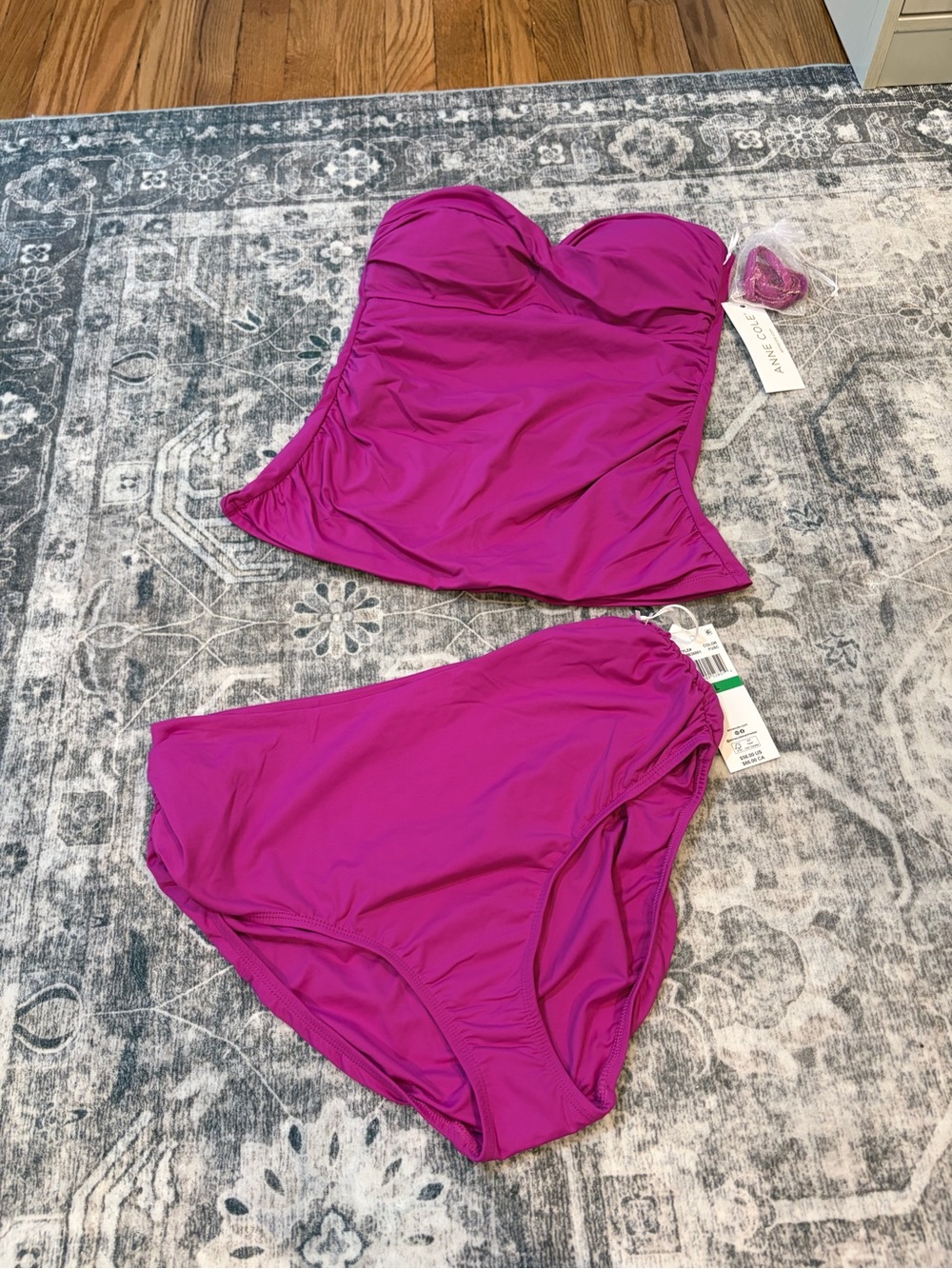 Anne Cole Bright Magenta Strapless Tankini Set